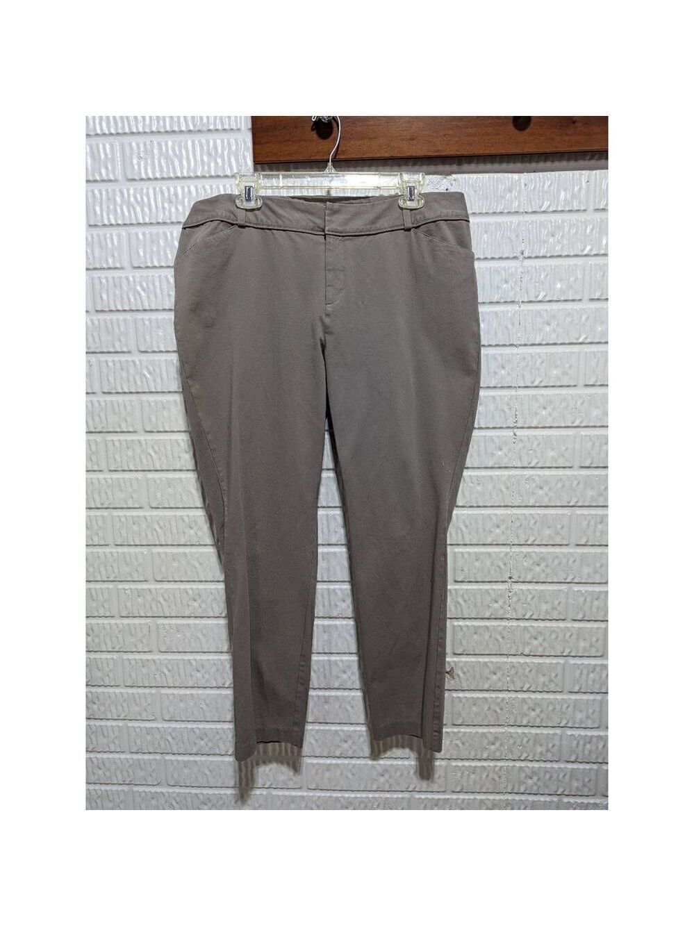 INC International Concepts Women's Gray Straight-Leg Mid-Rise Khakis Pants Size